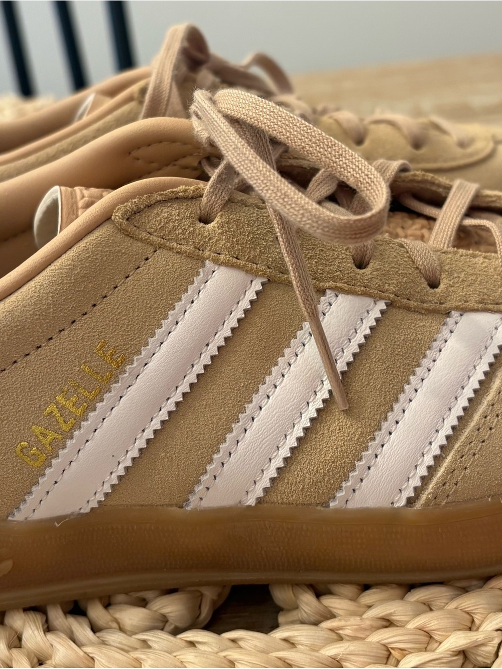Adidas Gazelle Suede Sneakers in Magic Beige with White Stripes - Picture 6 of 6